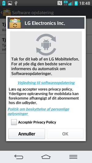 Marker tjekboksen Acceptér Privacy Policy