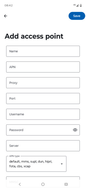 Enter MMS information