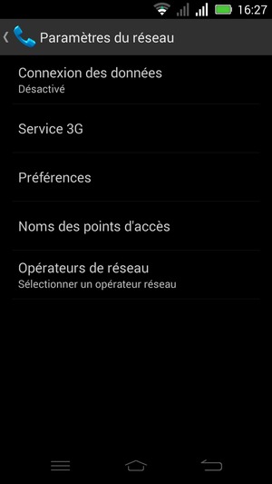 Sélectionnez Opérateurs de réseau