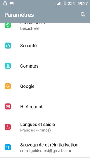 Faites défiler et sélectionnez Sauvegarde et réinitialisation