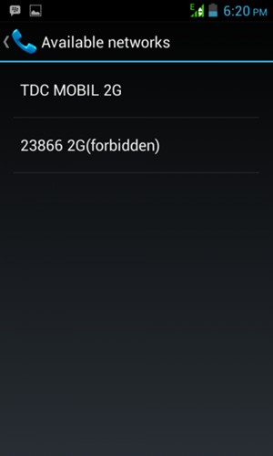 Select a network operator from the list
