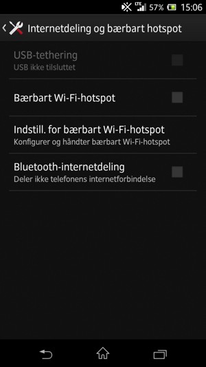 Vælg Indstill. for bærbart Wi-Fi-hotspot