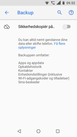 Aktiver Sikkerhedskopiér på...