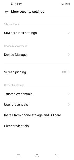 Select SIM card lock settings