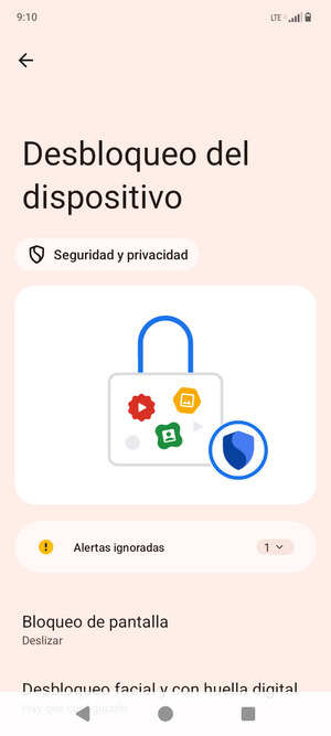 Seleccione Bloqueo de pantalla