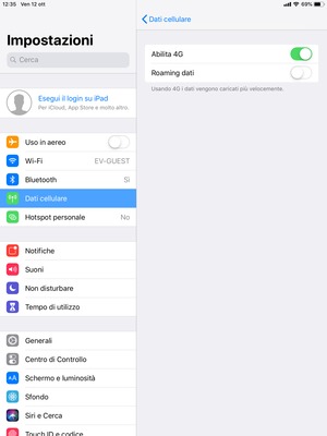 Attiva o disattiva Roaming dati
