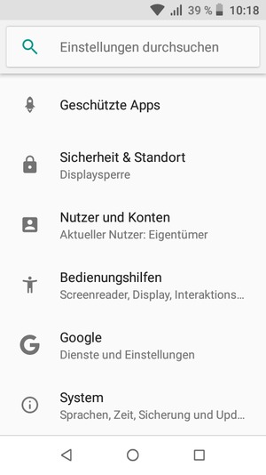 Scrollen Sie und wählen Sie Sicherheit & Standort
