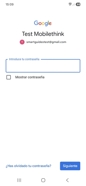 Introduzca su contraseña de Gmail y seleccione Siguiente