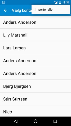Vælg Importer alle