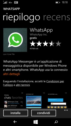 Seleziona installa