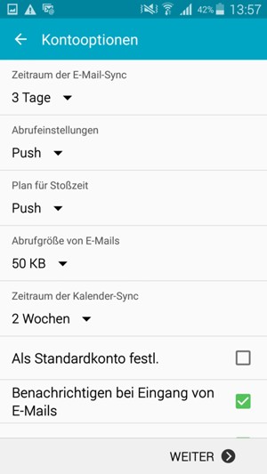Wählen Sie WEITER