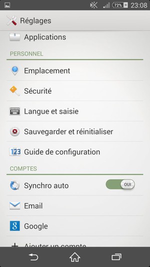 Faites défiler et sélectionnez Sauvegarder et réinitaliser