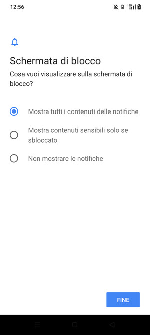 Seleziona la tua opzione preferita e poi FINE