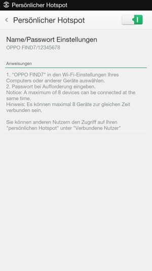 Ihr Handy ist jetzt für die Verwendung als Modem eingerichtet