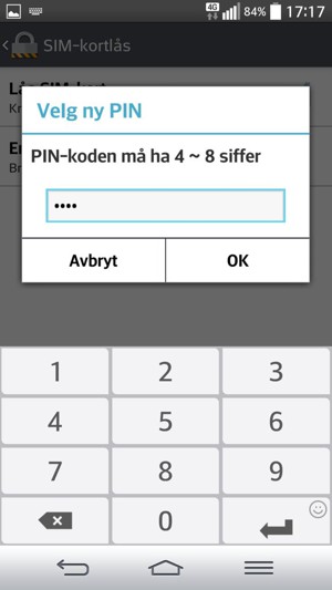 Skriv inn din nye PIN-kode og velg OK