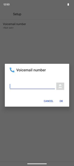 Enter the Voicemail number and select OK