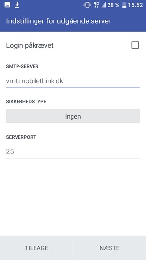 Fjern markeringen i tjekboksen Login påkrævet og vælg NÆSTE