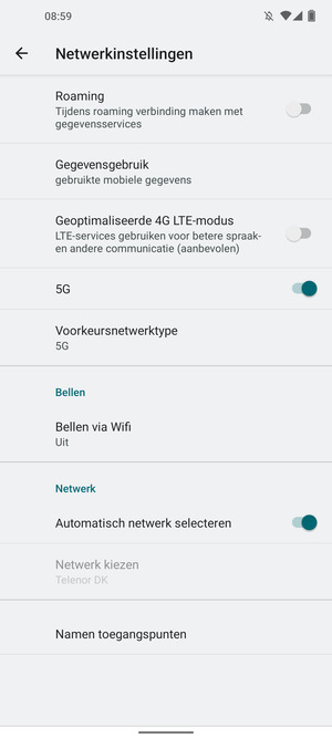 Scroll naar en selecteer Namen toegangspunten