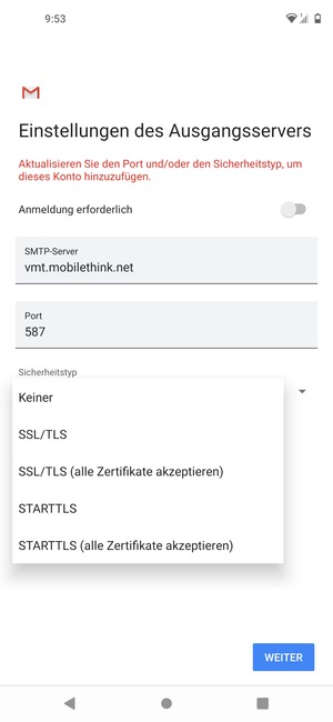Wählen Sie Keiner und WEITER