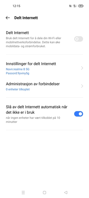 Slå på Delt Internett