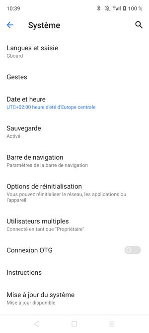 Sélectionnez Mise à jour du système