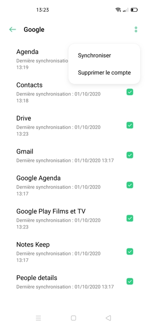 Sélectionnez Synchroniser
