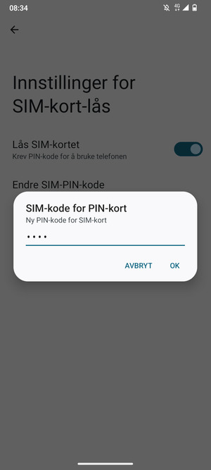 Skriv inn Ny PIN-kode for SIM-kort og velg OK