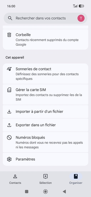 Faites défiler et sélectionnez Gérer la carte SIM