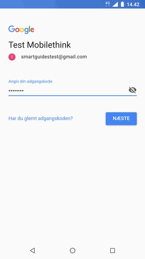 Indtast din adgangskode og vælg NÆSTE