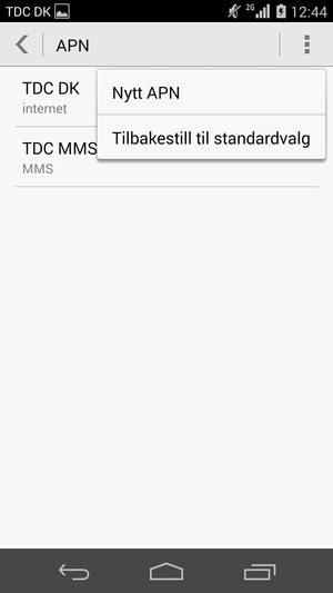 Hvis skjermen ser slik ut, velg menyknappen og velg Tilbakestill til standardvalg