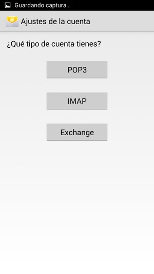 Seleccione POP3 o IMAP
