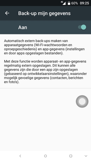 Selecteer de Terug-knop