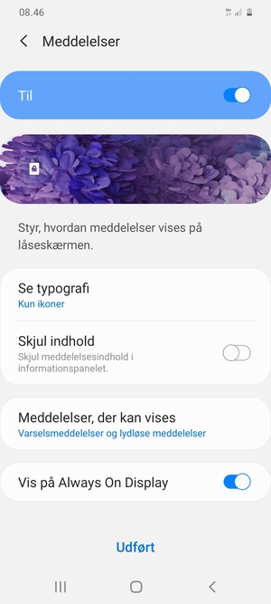 Vælg dine foretrukne muligheder og vælg Udført