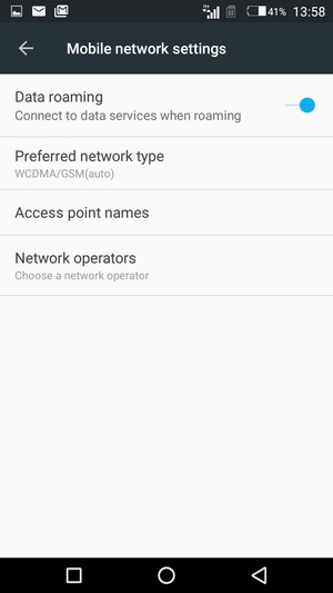 Turn Data roaming on or off