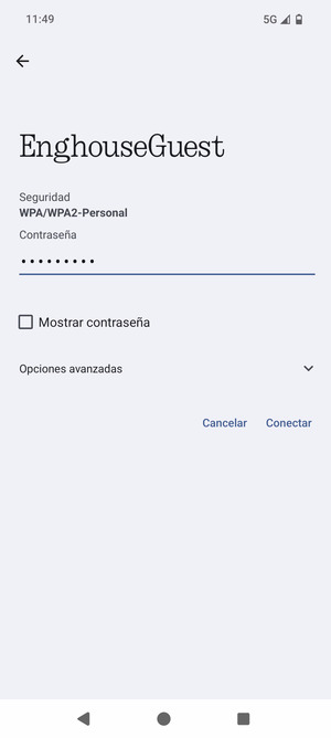 Introduzca la Contraseña de Wi-Fi y seleccione Conectar
