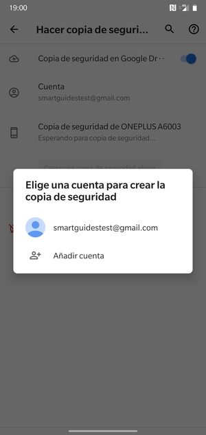 Seleccione su cuenta de copia de seguridad