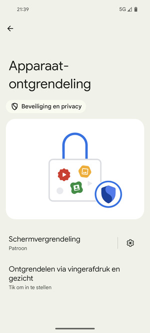 Uw telefoon is nu beveiligd met een schermvergrendeling