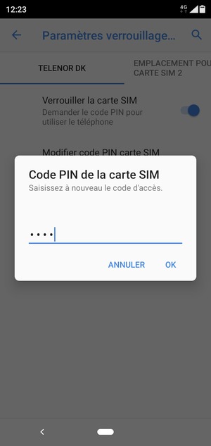 Veuillez confirmer votre nouveau code PIN de la carte SIM et sélectionner OK