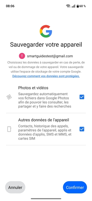 Sélectionnez votre options préférées et sélectionnez Confirmer