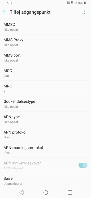 Scroll ned og indtast MMS-oplysninger