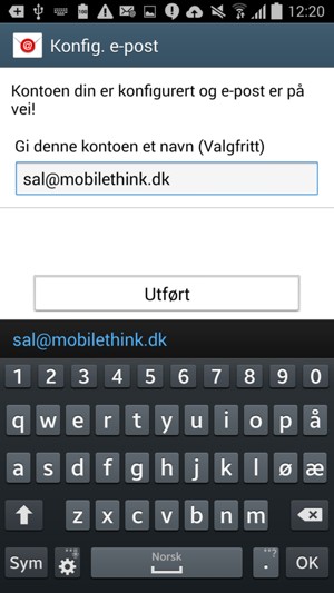 Gi kontoen din et navn og velg Utført