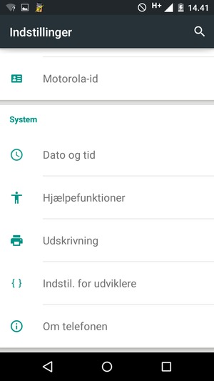 Scroll til og vælg Om telefonen