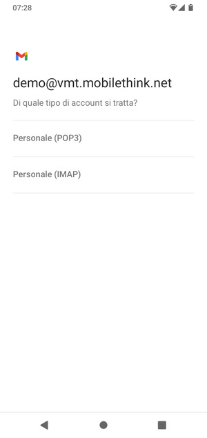 Seleziona Personale (POP3) o Personale (IMAP)