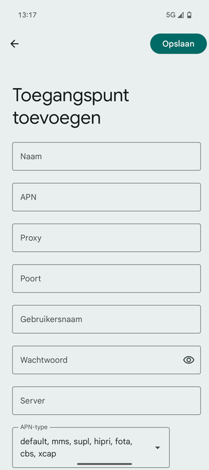 Voer internetgegevens in