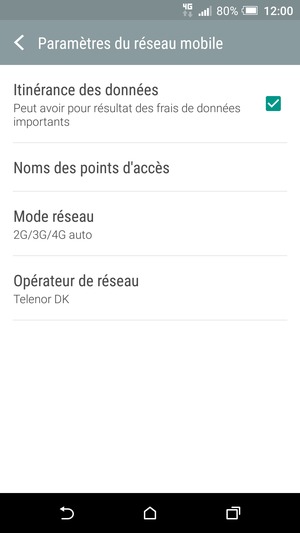 Activar o desactiver Itinérance des données
