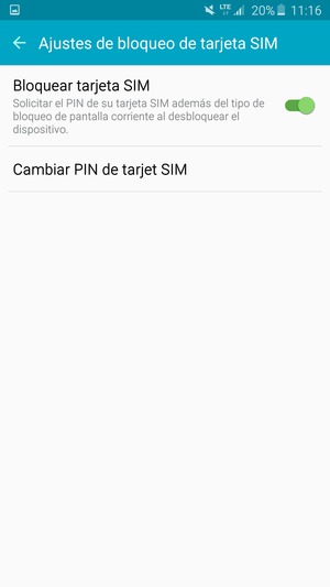 Seleccione Cambiar PIN de tarjet SIM
