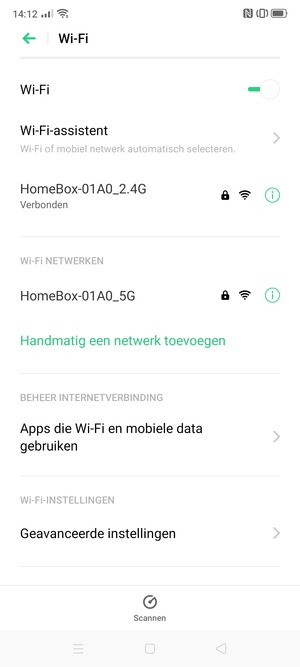 U bent nu verbonden met het WiFi-netwerk