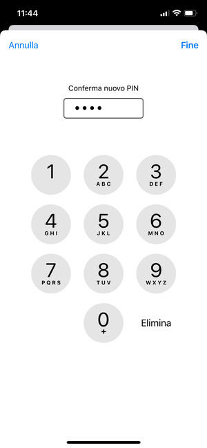 Conferma il Nuovo PIN e seleziona Fine