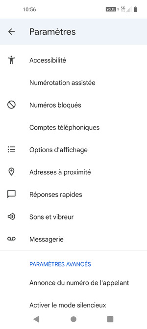 Faites défiler et sélectionnez Messagerie