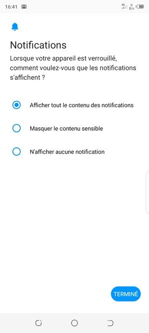 Sélectionnez votre option préférée et sélectionnez TERMINÉ